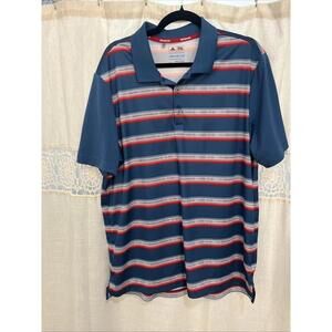 Adidas Golf Polo Men's Sz L Teal Red White Climacool Striped Short Sleeve Golf